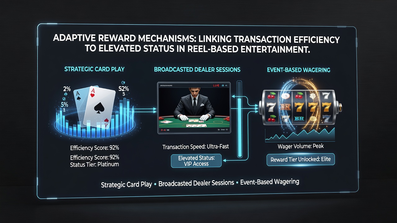 Illustration of adaptive reward mechanisms connecting fast transactions to VIP status in casino environments including slots and live dealer sessions