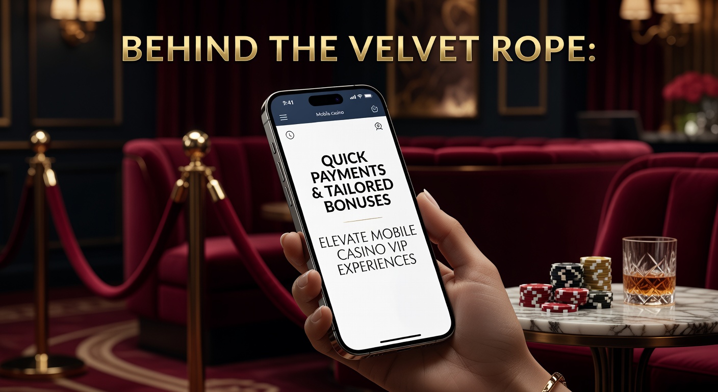 A sleek mobile phone screen displaying a VIP casino app interface with glowing bonus notifications and swift payment icons, evoking exclusive access in a dimly lit luxury setting