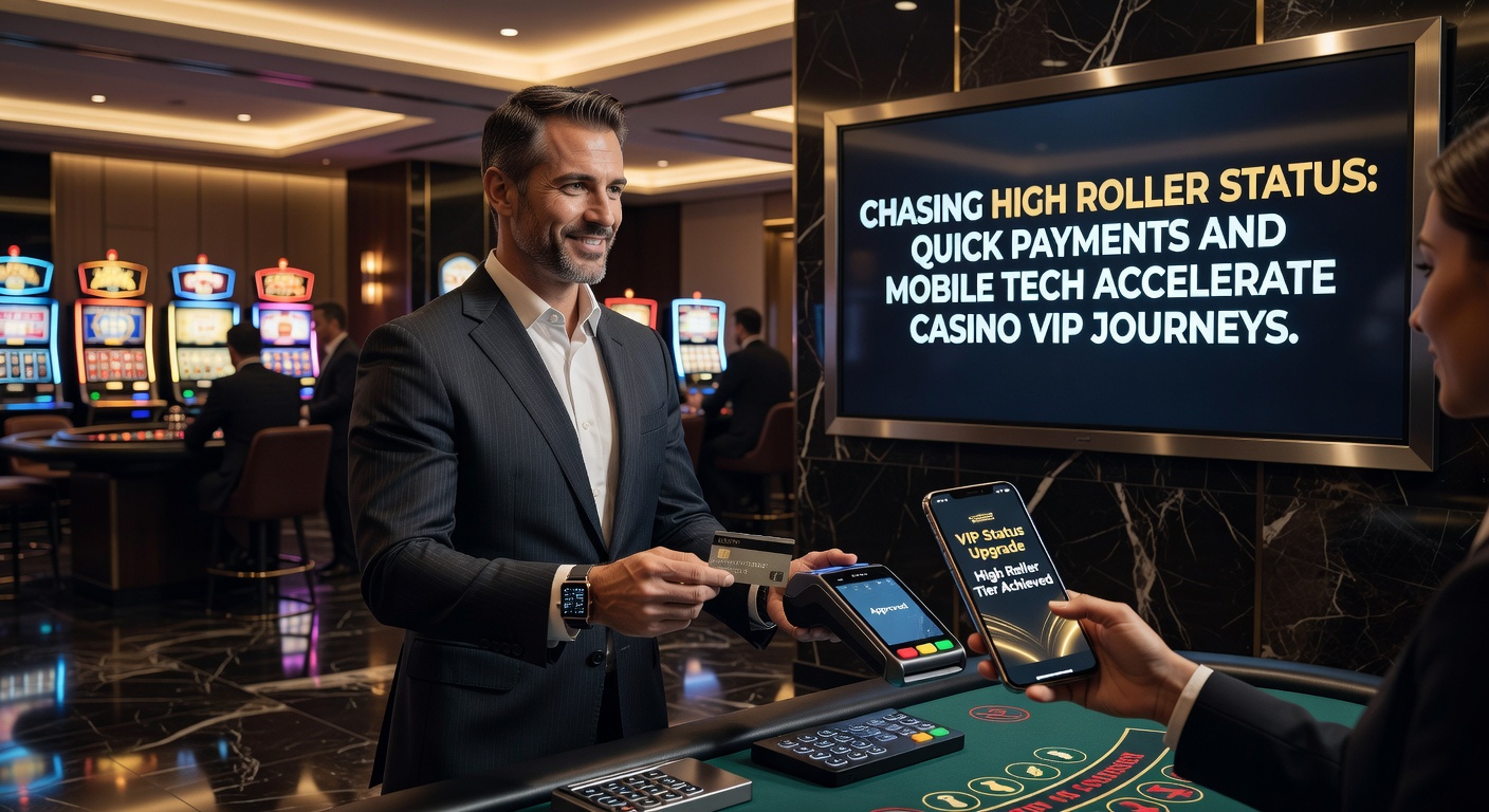 High-roller at a luxurious VIP lounge, smartphone in hand showing instant transaction confirmation and elite tier badge