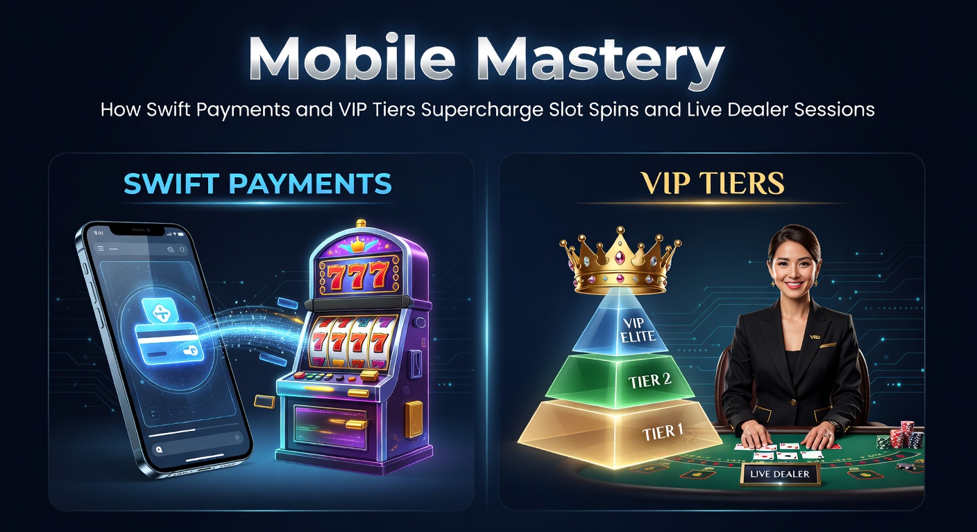 VIP player at a live dealer table on mobile, screen split with tier progress bar, payment icons, and jackpot counters