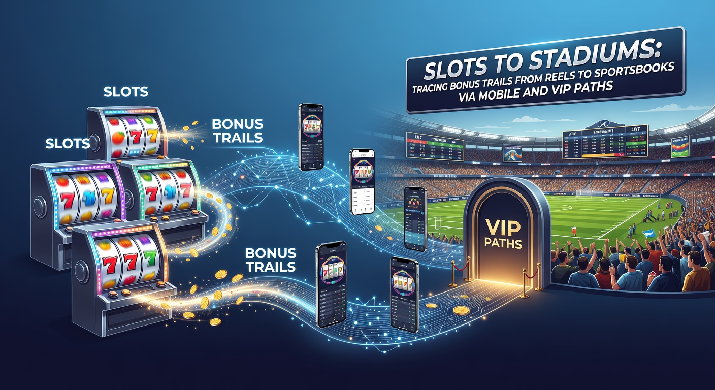 Vibrant slot machine reels transitioning into a bustling sportsbook interface on a mobile screen, illustrating bonus pathways