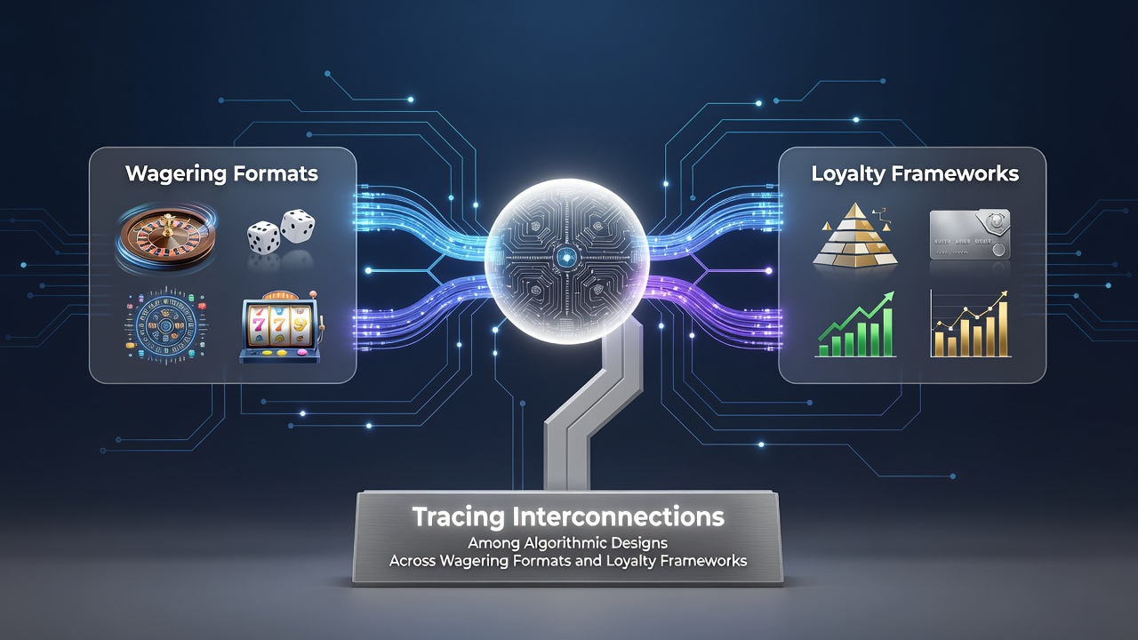 Diagram showing algorithmic connections between different wagering formats and loyalty reward systems in gaming platforms