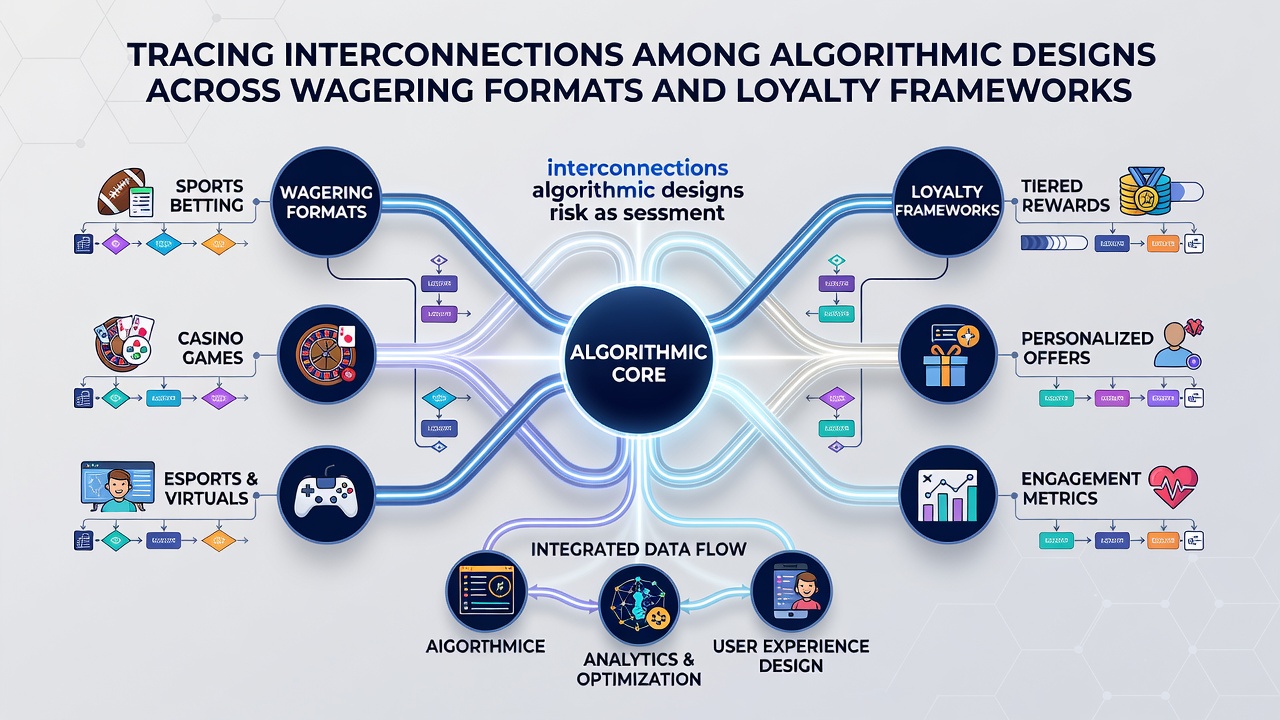 Flowchart illustrating data exchange between wagering algorithms and loyalty program engines across multiple gaming verticals
