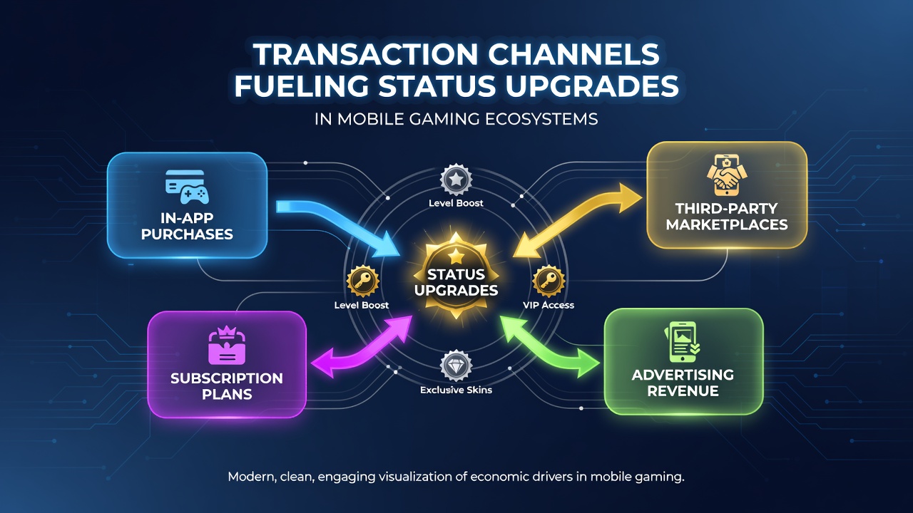 Dashboard view of mobile gaming transactions linked to status upgrades