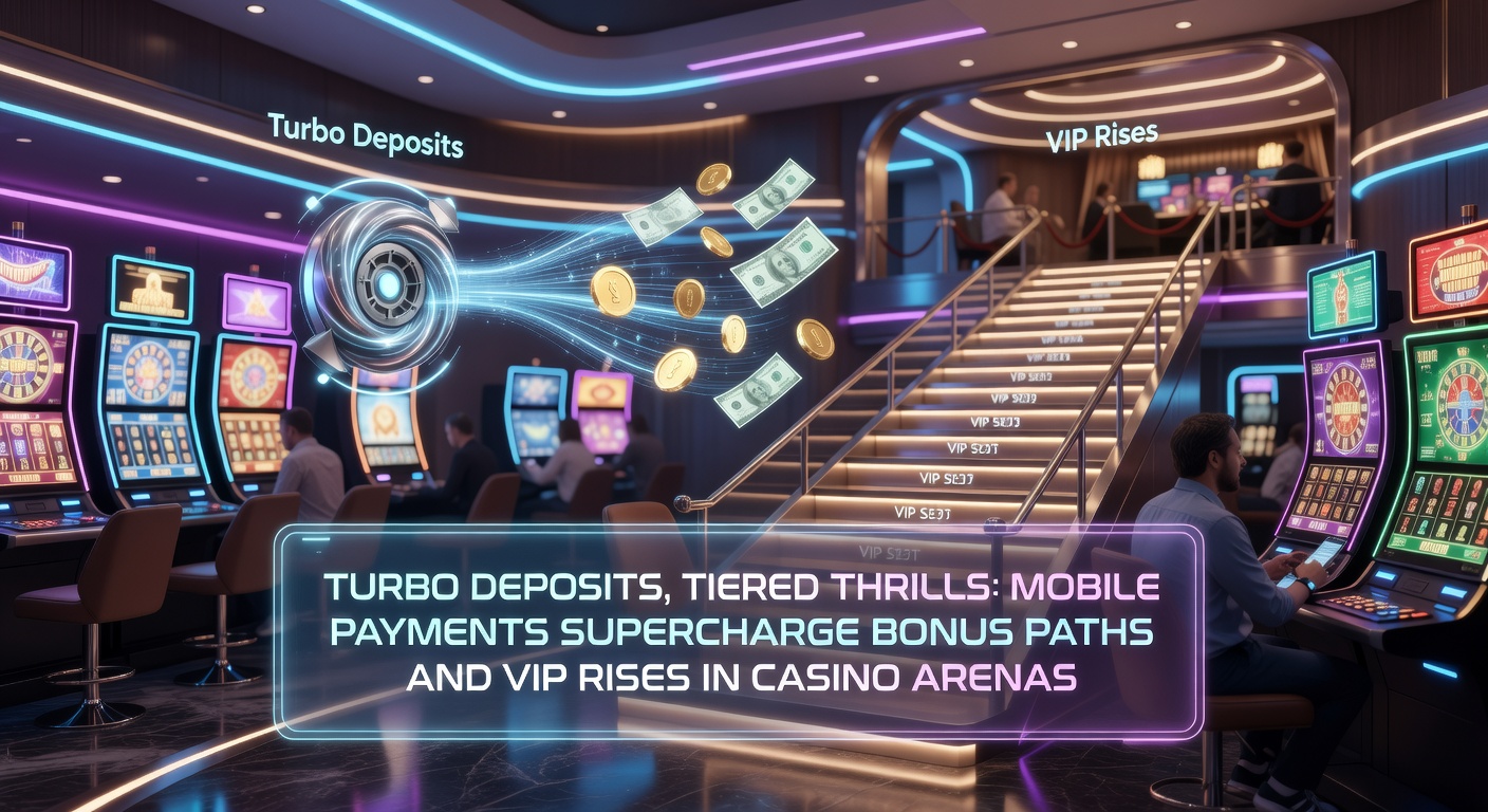 Vibrant digital casino interface showing mobile payment icons, bonus notifications, and ascending VIP tier badges glowing on a smartphone screen